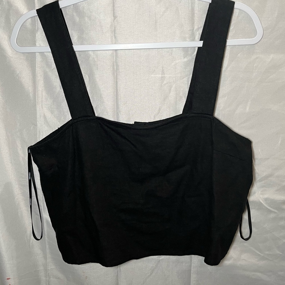 Forever 21 Black Fitted Sleeveless Crop Top M New